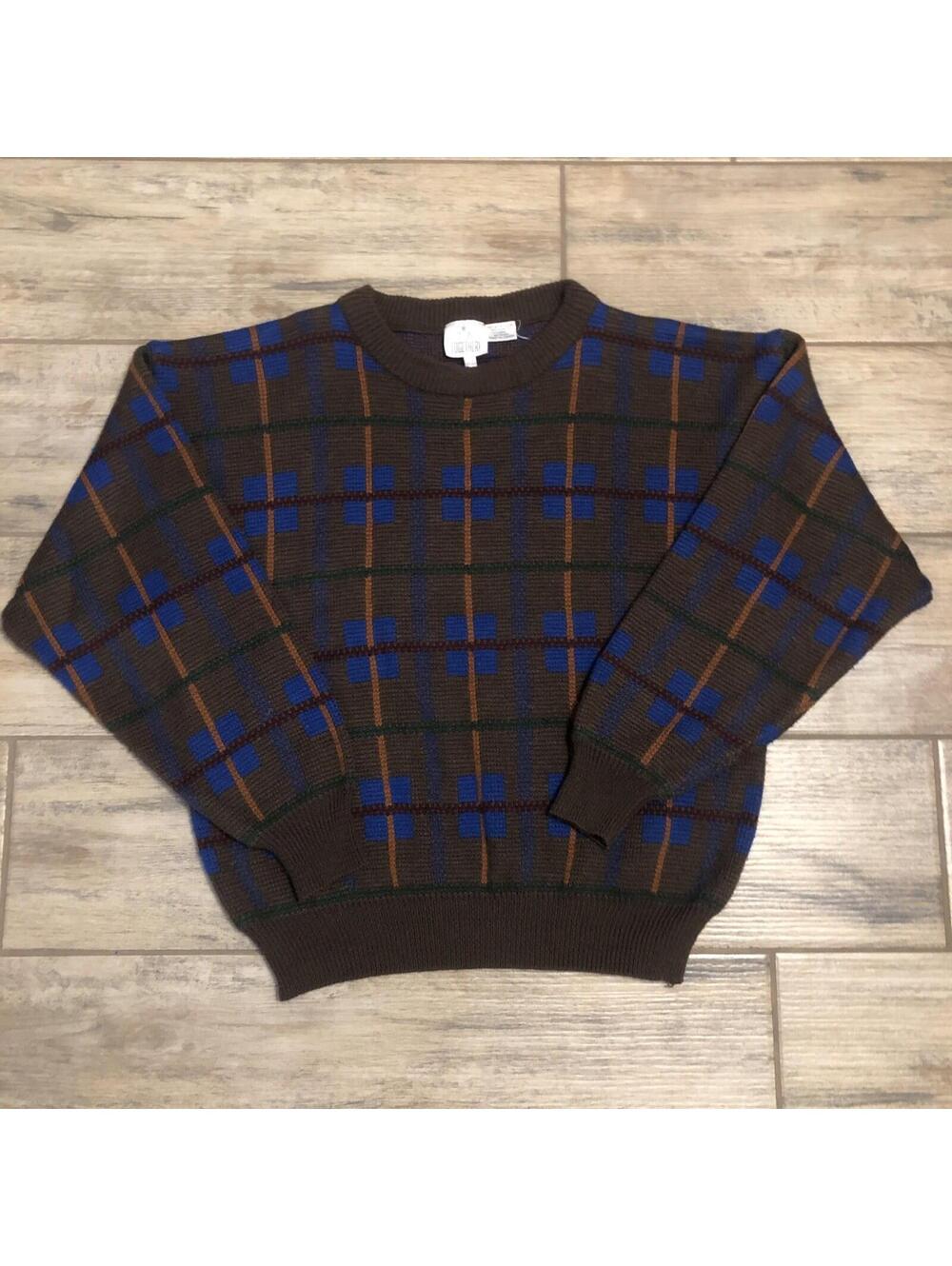 Vintage Together Men Chocolate Brown Grandpa Sweater Sz L. Oversized‎ Sweater